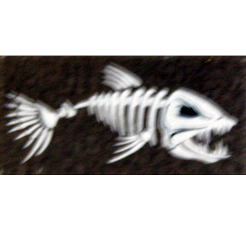 Fishbone decal (white/black on clear 12 mm x 27 mm )