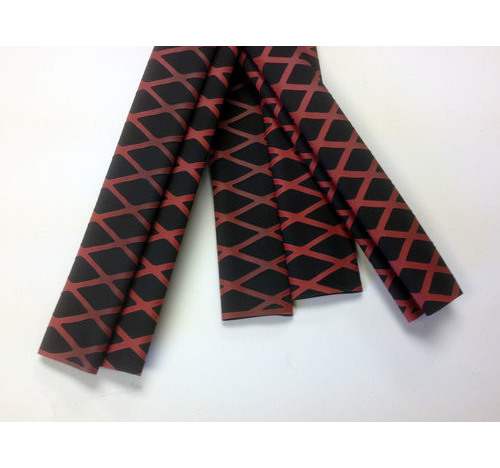 X weave Shrink Wrap Tubing 25 mm Red on Black