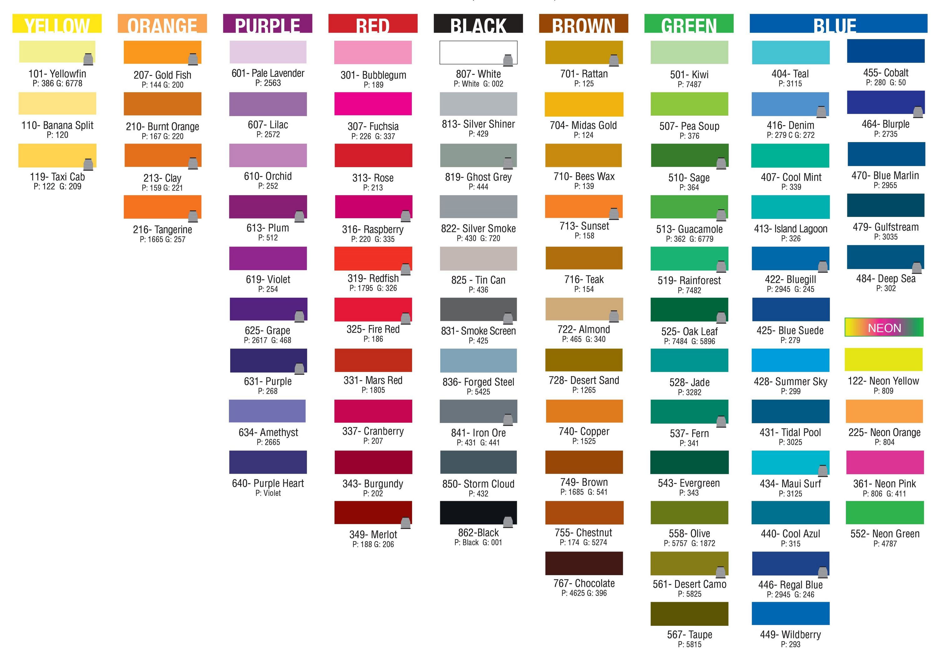 Fishhawk Thread Color Chart