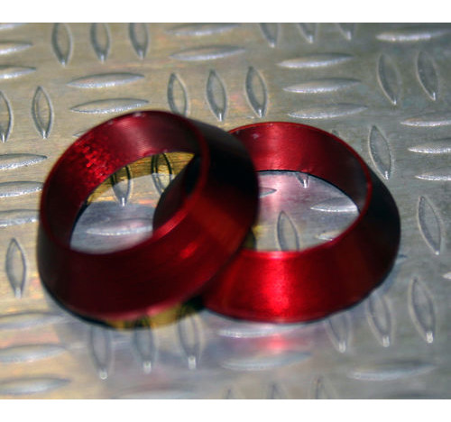 Tope de enrollado cónico de aluminio Rojo DI=7,5, DE=14, G=4